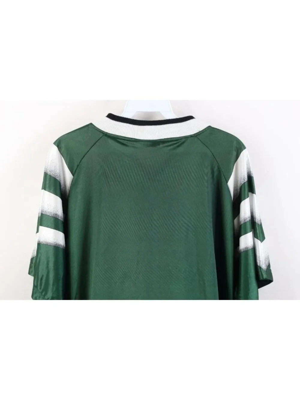 Vtg 90s Adidas Mens Large Spell Out Striped Silky Futbol Soccer Jersey Green USA